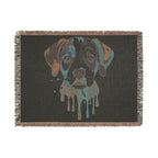 Blanket with a colorful dog portrait on a black background