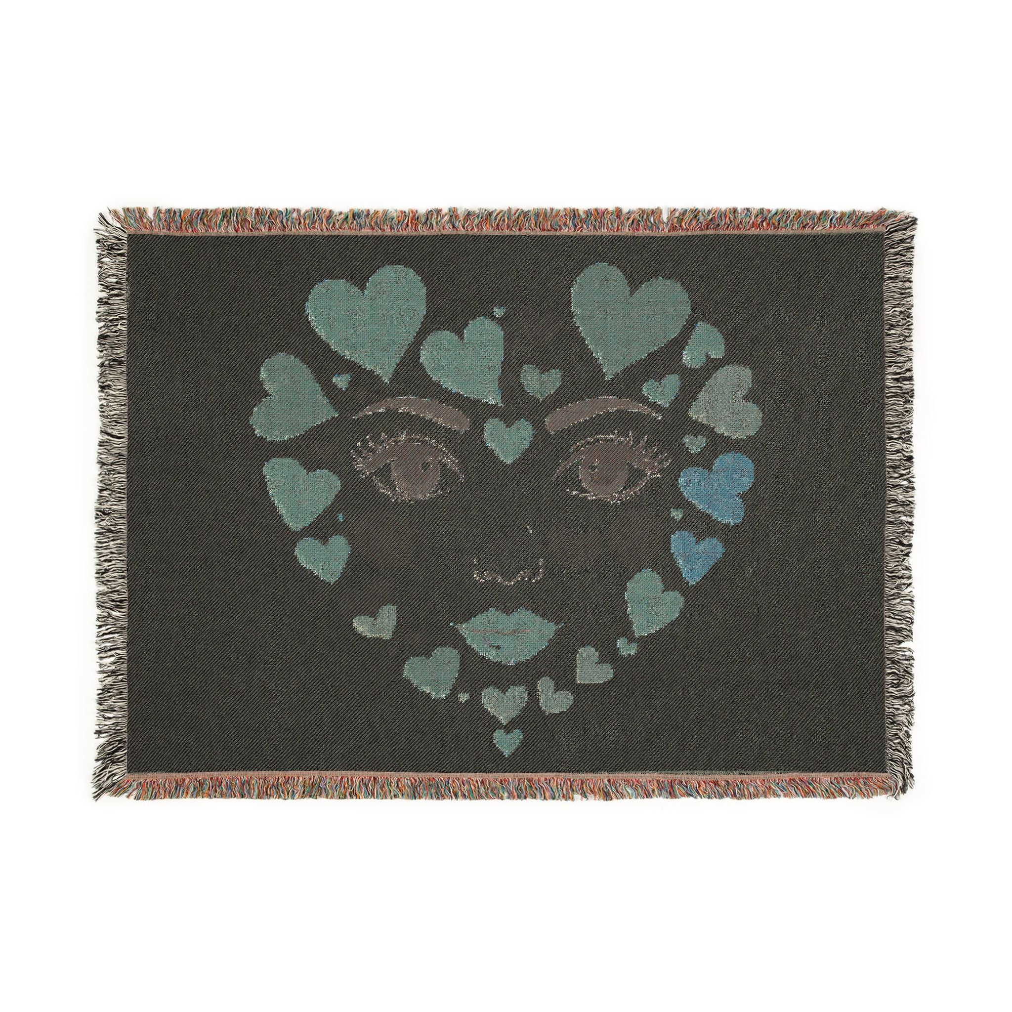 Heart Face Woven Blanket Cozy Decorative Throw for Valentine’s Gifts