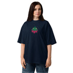 Funny Face Of Frog on Green Leaves Unisex Organic Oversized T-Shirt